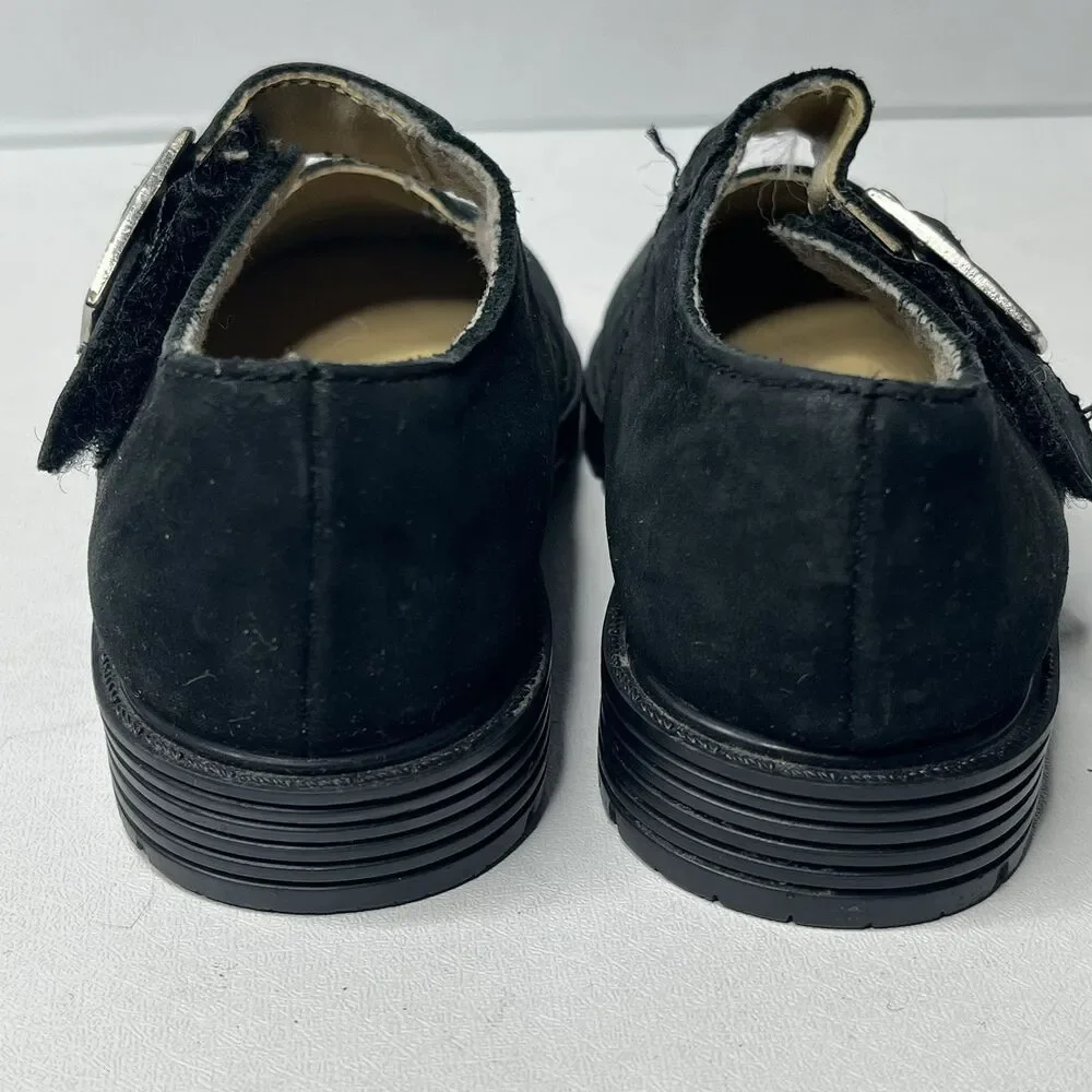Cherokee Black Suede Mary Janes Shoes Little Girls Size 6
